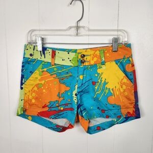 Loudmouth Womens Short Shorts Sz 0 Drop Cloth Paint Splatters Golf Golfing